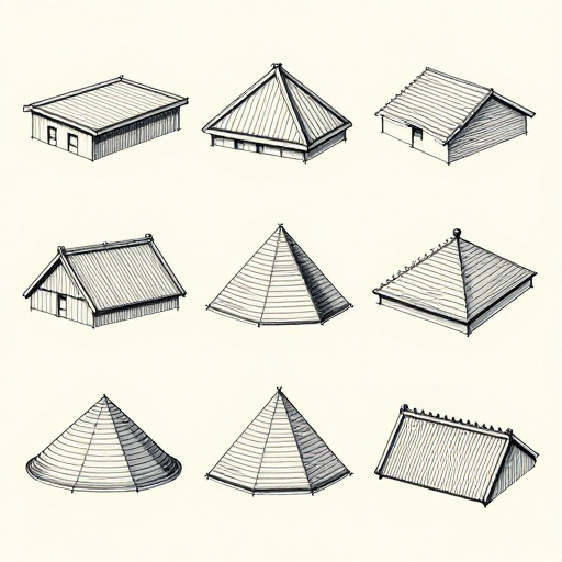 ประเภทหลังคา: Flat, Gable (จั่ว), Hip, Dome, Pyram